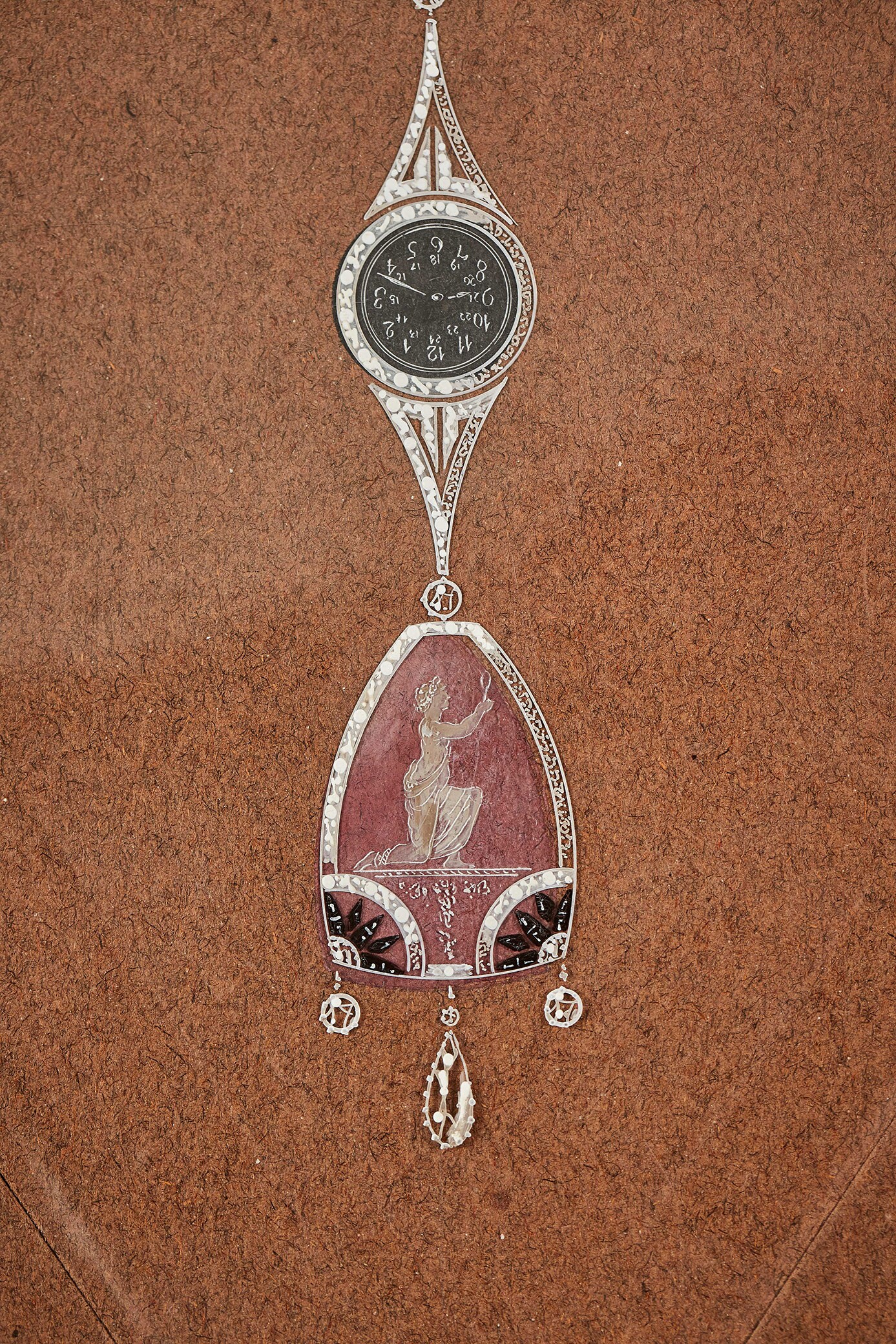 Atelier Brédillard - Hatot Dessin de châtelaine de style néoclassique Atelier Brédillard - Hatot Dessin de châtelaine de style néoclassique