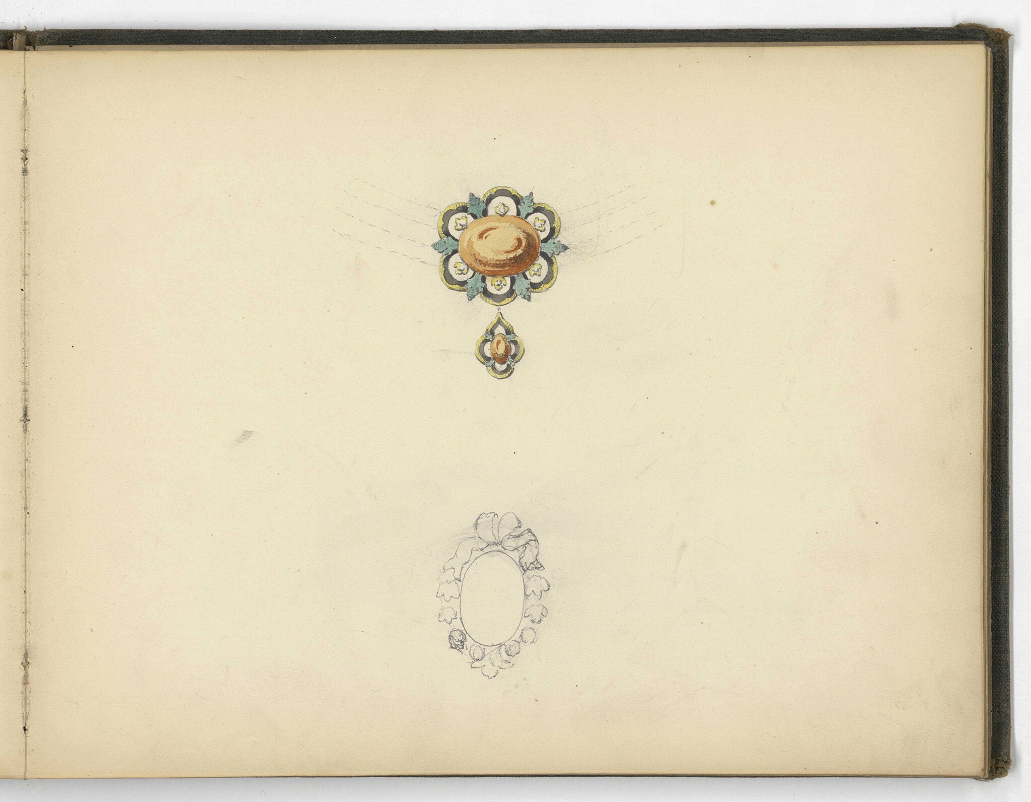 Ernest Vever (1823-1884) Dessins de deux pendentifs / broches Ernest Vever (1823-1884) Dessins de deux pendentifs / broches
