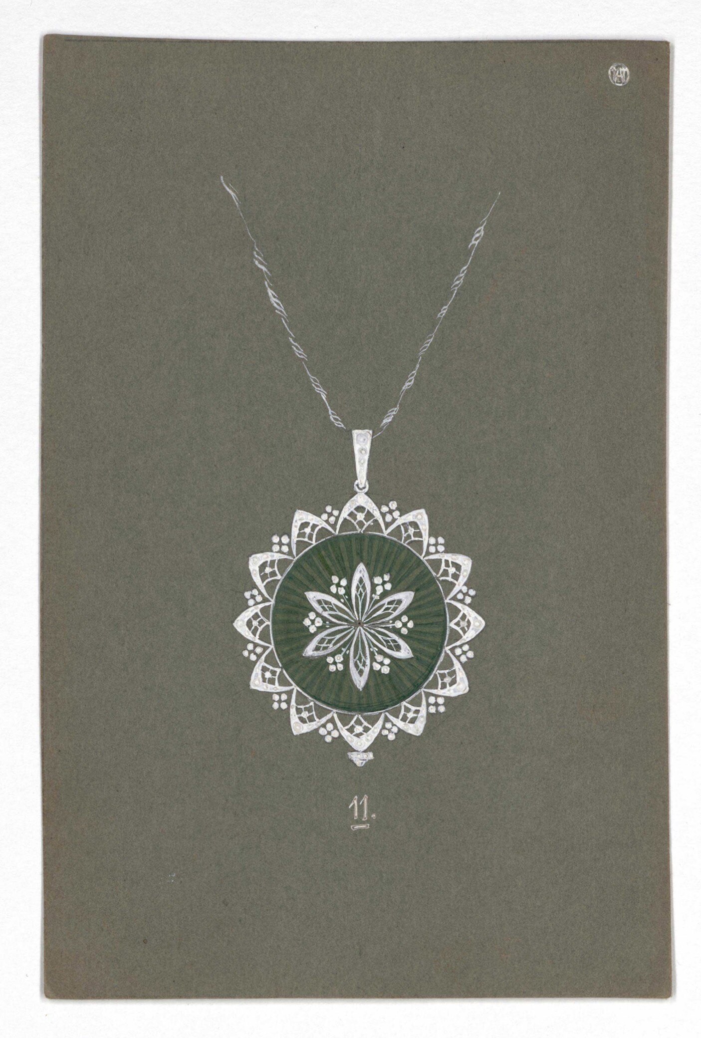 Léon Hatot (1883-1953) Dessin de pendentif avec chaîne Léon Hatot (1883-1953) Dessin de pendentif avec chaîne