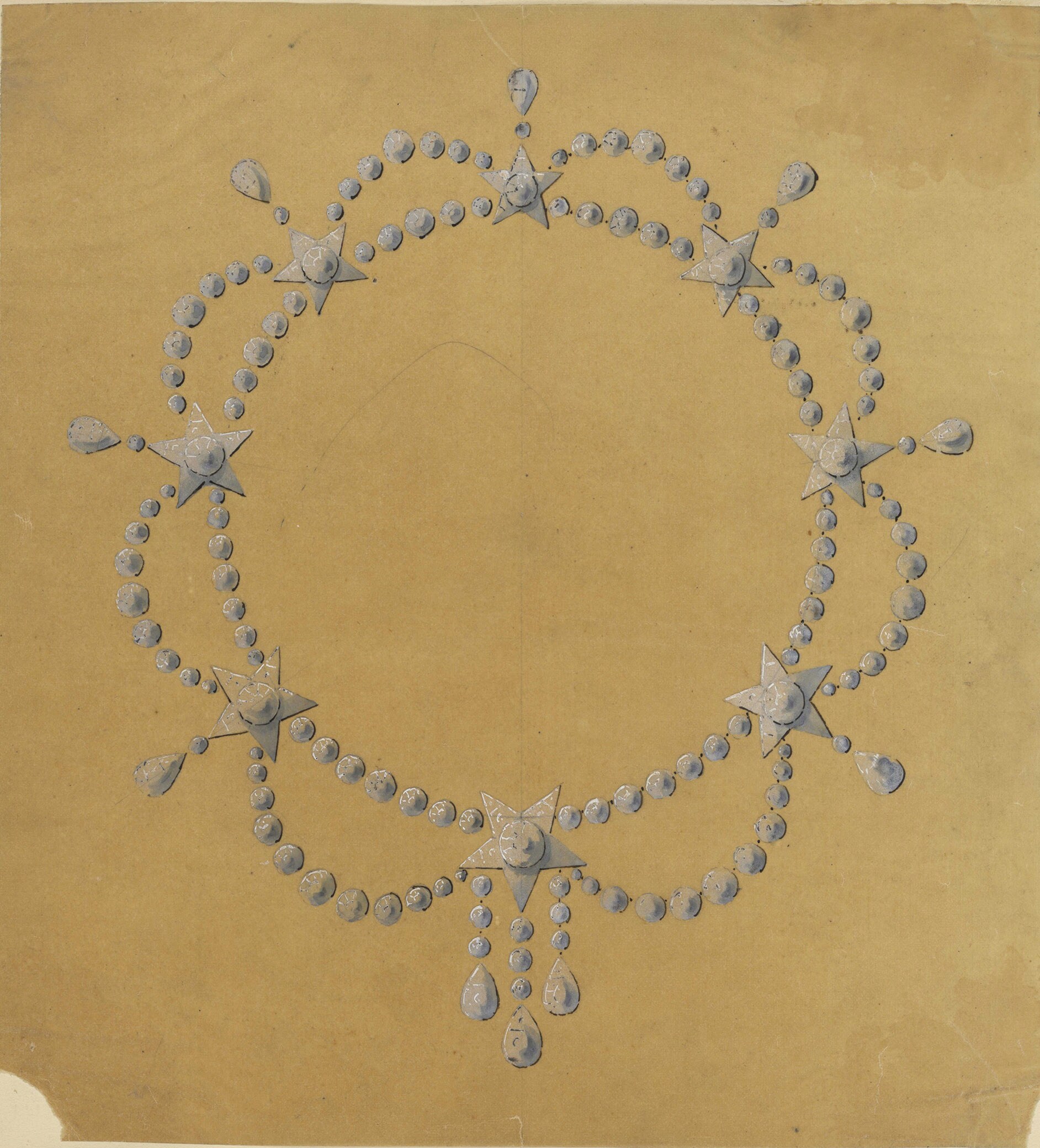 Maison Mellerio-Borgnis (1858-vers 1914) Dessin d’un collier « Etoiles » Maison Mellerio-Borgnis (1858-vers 1914) Dessin d’un collier « Etoiles »