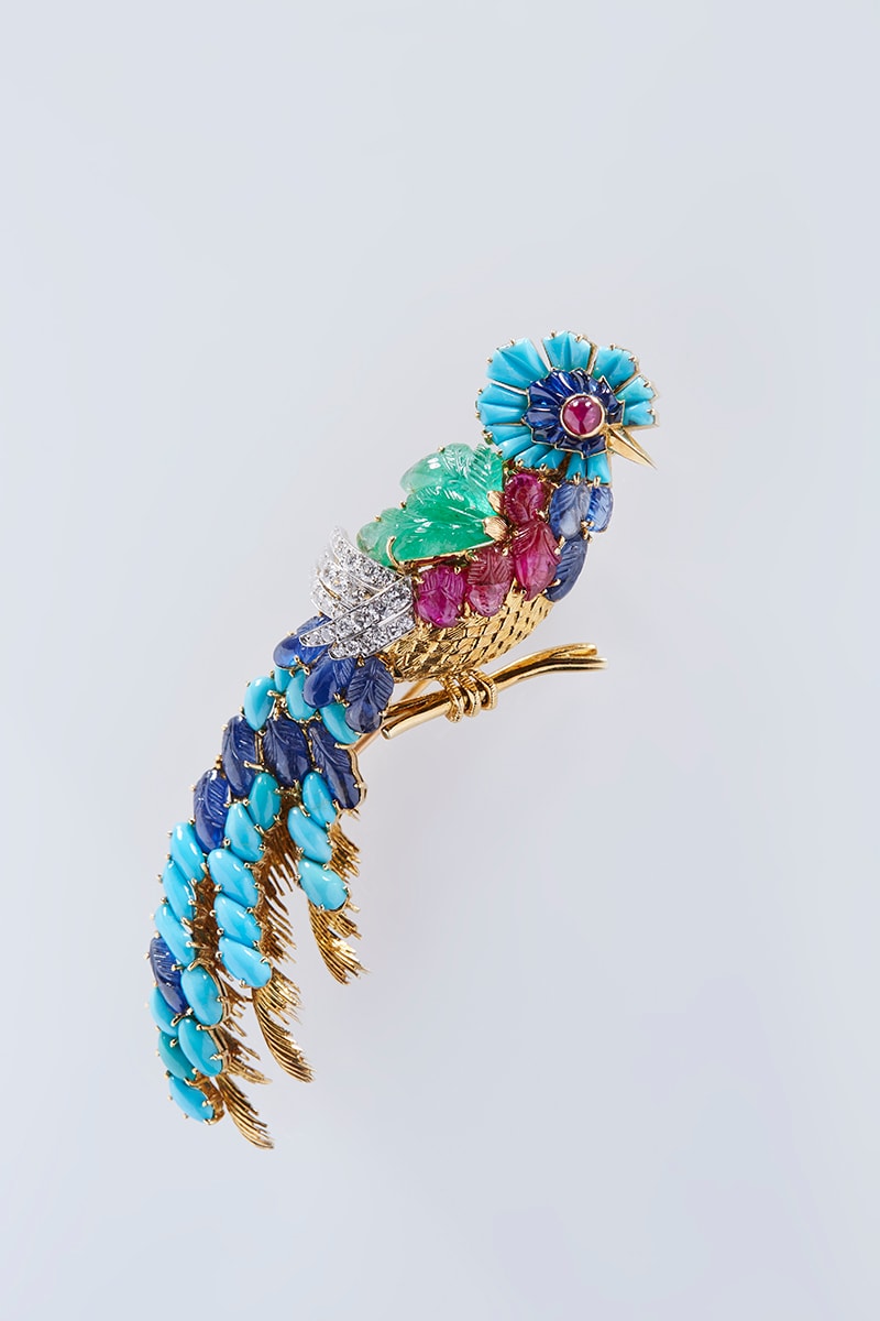Mauboussin, Broche Oiseau de paradis-quetzal- années 1960, Collection particulière, Photo Benjamin Chelly.j