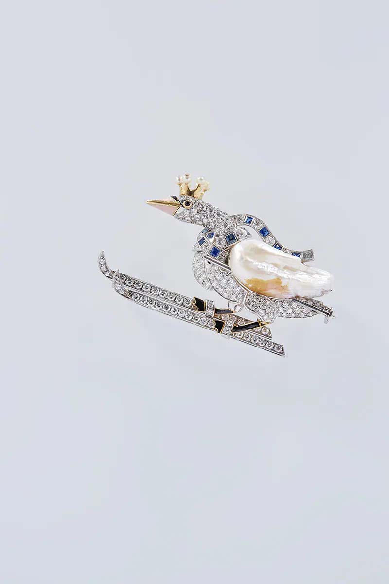 Broche Cygne à ski, XIXe siècle, Collection particulière, Photo Benjamin Chelly