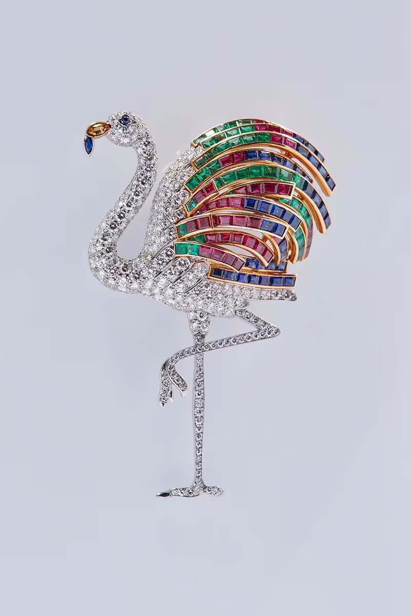 Cartier, Broche Flamand rose, 1987, Collection particulière, Photo Benjamin Chelly