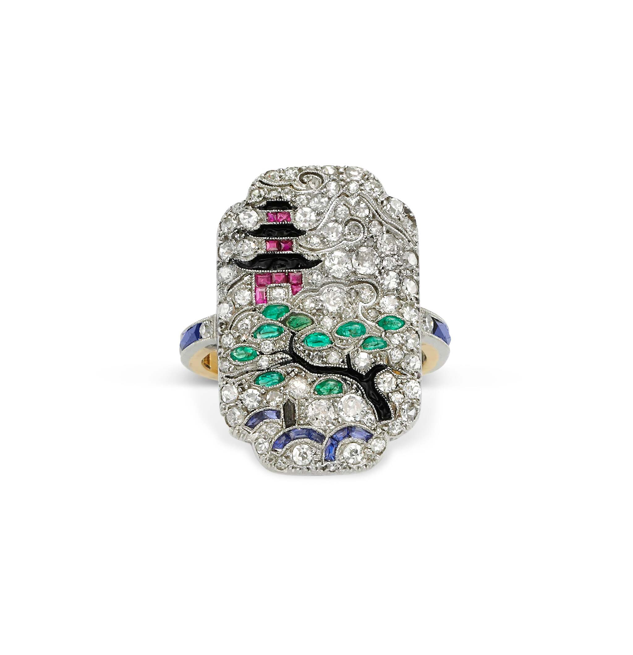 Ring, Lacloche Frères, Circa 1925, Gold, diamonds, rubies, emeralds, sapphires, enamel - Photo © Tony Falcone (3)