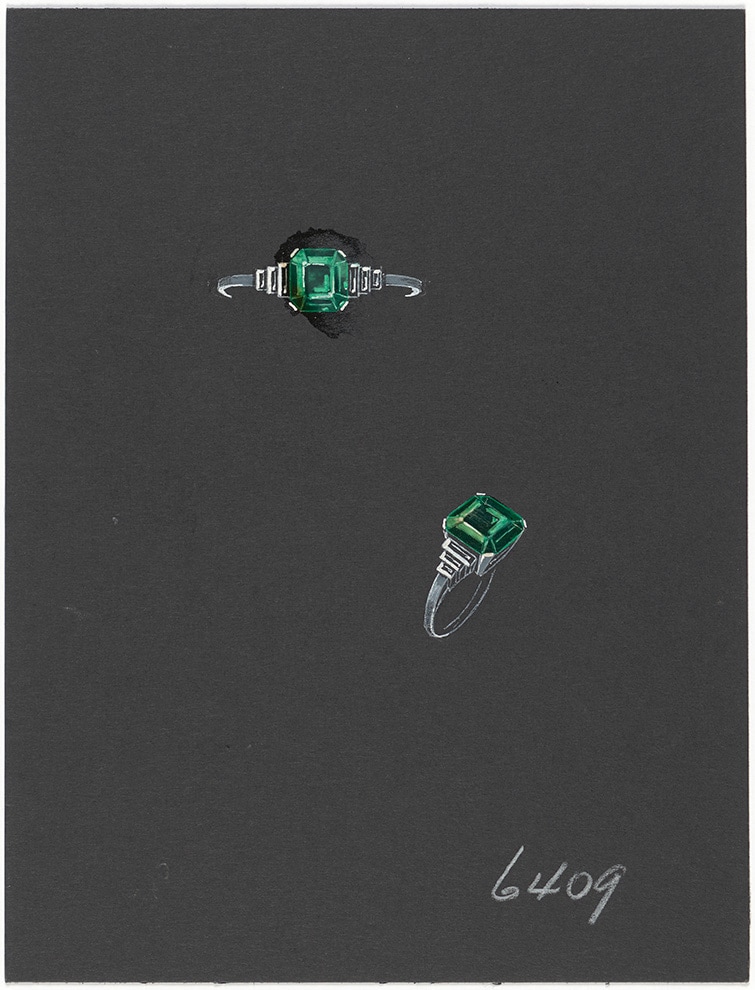 Drawing of a ring, circa 1940 Van Cleef & Arpels Jewelry Culture Fonds