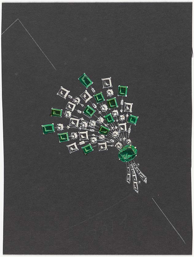 Drawing of a Bouquet clip, circa 1940 Van Cleef & Arpels Jewelry Culture Fonds