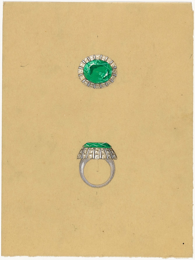 Drawing of a ring, circa 1940 Van Cleef & Arpels Jewelry Culture Fonds