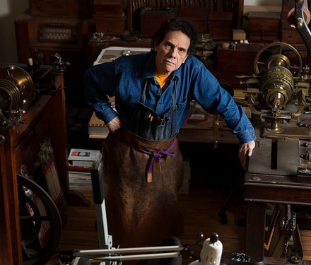 Daniel Brush with his ornamental lathes - Photo Credit Nathan Crooker