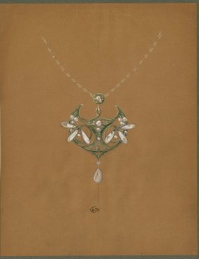 Maison Fouquet, Design for a pendant. Pencil, gouache, and white highlights on paper, 20th century (1st quarter), Paris, Musée des Arts Décoratifs
