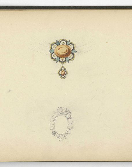 Ernest Vever (1823-1884) Drawings of two pendants / brooches