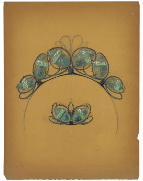 René Lalique (1860-1945) Drawing of an “Acorns” tiara