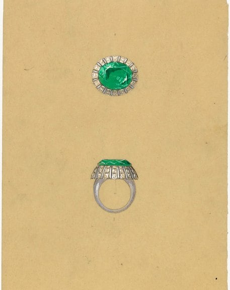 Drawing of a ring, circa 1940 Van Cleef & Arpels Jewelry Culture Fonds