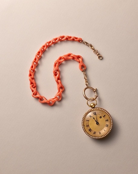 Pocket watch with coral chain, Liverino Museum (c) L'ECOLE - Nils Herrmann
