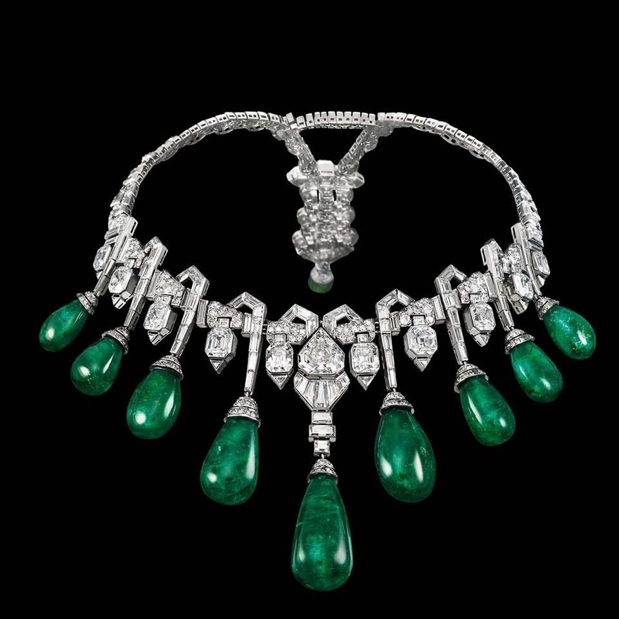 Van Cleef & Arpels, Collaret, 1929, platinum, emeralds, diamonds - in the former collection of Her Royal Highness Princess Faiza of Egypt © Van Cleef & Arpels Collection - P Griès