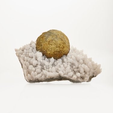 PYRITE, QUARTZ Boldut Mine, Cavnic, Maramureș County, ROMANIA Collection of the Mineralogy Museum of Mines Paris – PSL (ENSMP 82986); Journey with Minerals Exhibition at L’ÉCOLE, School of Jewelry Arts in K11 MUSEA, Hong Kong
