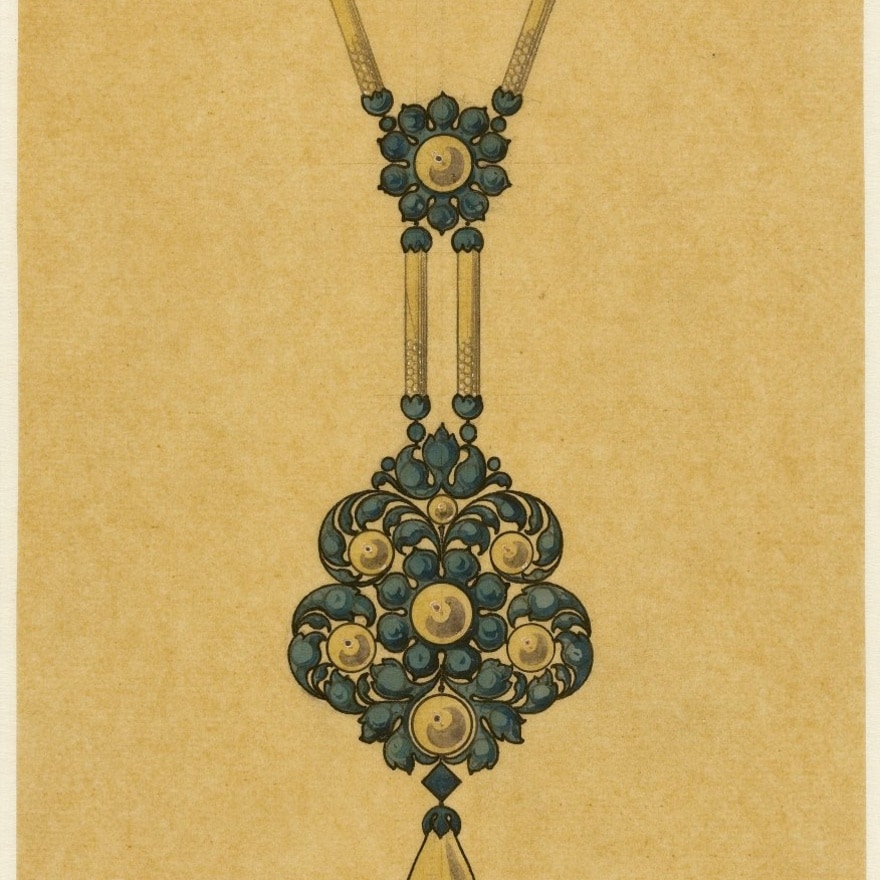 Cartier, Design drawing for a pendant in platinum, pearls, and diamonds, c. 1912, Paris, Cartier Archives © Cartier