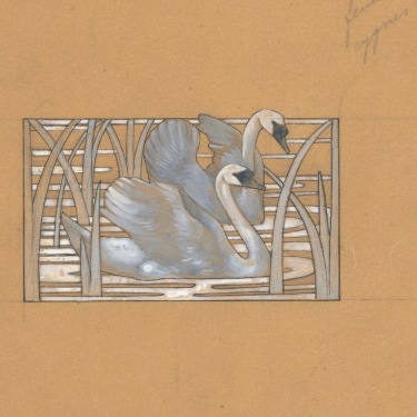 Rene Lalique, Dessin d'une plaqu e de cou Cygnes, vers 1900, Paris, Fonds Van Cleef & Arpels sur la Culture Joailliere