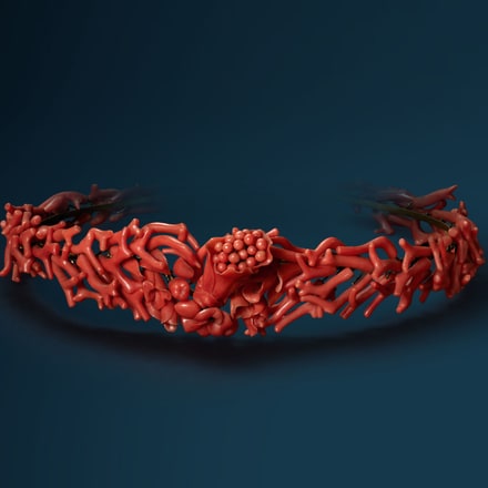 Tiara in precious coral