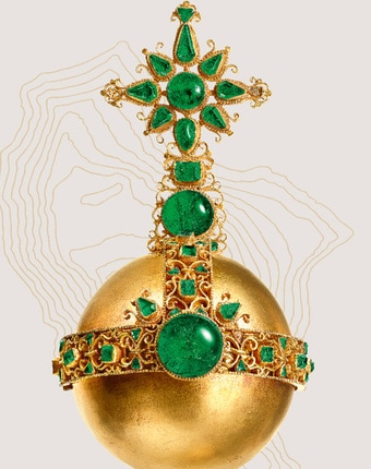 Golden orb and emeralds