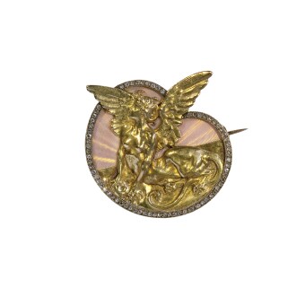 René Lalique, Sphynx" brooch Rock, gold, enamel and diamonds H. 3,9 cm, L. 3,9 cm About 1893. Wingen sur Moder, Musée Lalique Photo: Musée Lalique © Studio Y Langlois