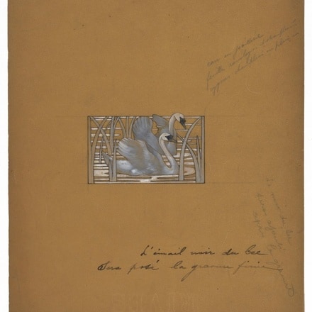 “两只天鹅”颈链饰牌手绘图