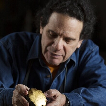 Daniel Brush explaining the Scholar's Table piece - Photo Credit Nathan Crooker.