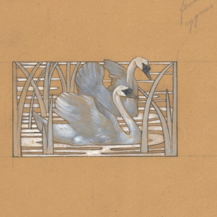 Rene Lalique, Dessin d'une plaqu e de cou Cygnes, vers 1900, Paris, Fonds Van Cleef & Arpels sur  la Culture Joailliere