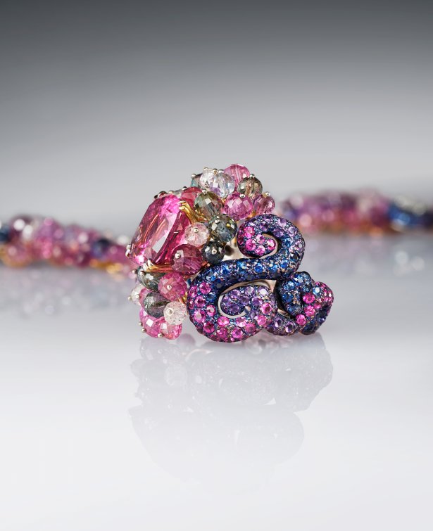 Tourmaline ring by Carnet.  An Eye For Beauty, Illuminata Jewelry Collection Exhibition, L'ECOLE, School of Jewelry Arts, K11 MUSEA, Hong Kong