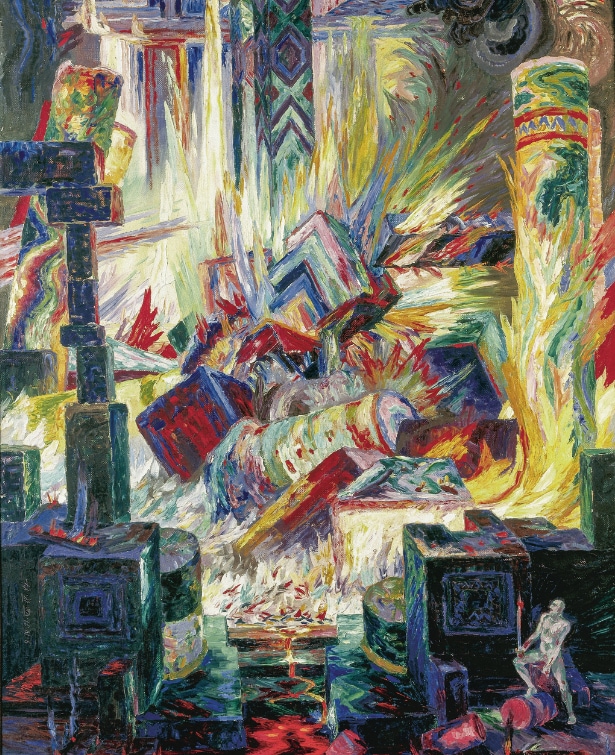 Wenzel Hablik, Destruction, oil on canvas, 1917, Itzehoe, Wenzel Hablik Museum
