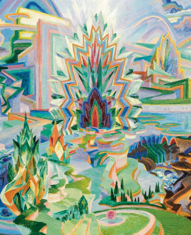 Wenzel Hablik, Utopian Architectural Landscape, oil on canvas,​  1921,  Schleswig, Museum für Kunst und Kulturgeschichte Schloss Gottorf