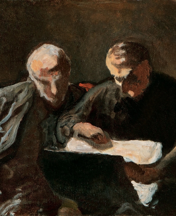 Honoré Daumier, The Print Collectors, oil on panel, 1865, Mannheim, Kunsthalle.​