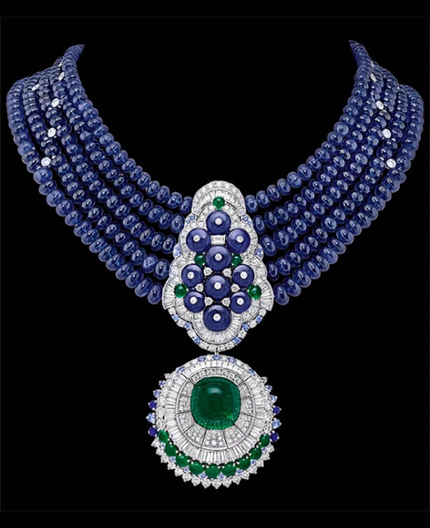 Van Cleef & Arpels, Sous la Lune necklace, diamonds, emeralds, sapphire