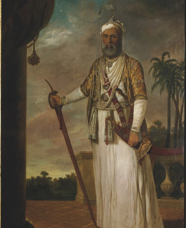 Kettle Tilly, Portrait of Muhammad Ali Khan Wallajah, nabab of Arcot in 1749, 1772-1776, London, Victoria and Albert Museum.​