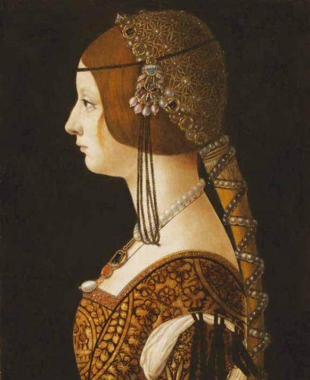 Pittore milanese loenardesco, Ritratto di Bianca Maria Sforza, 1493, Washington, National Gallery of Art.​
