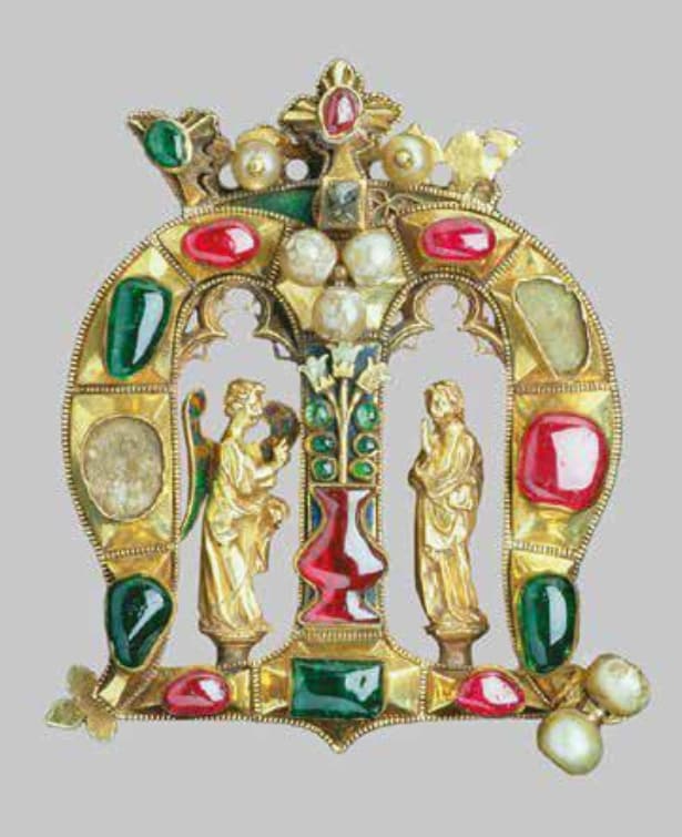 Fermail en forme de M, Paris, 1340-1350, Oxford, New College.​