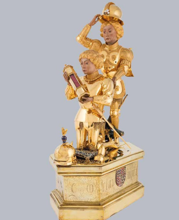 Gérard Loyet, Reliquaire de Charles le Téméraire, Lille, v. 1467-1471, or, argent, émaux, Liège, Trésor de la Cathédrale.​