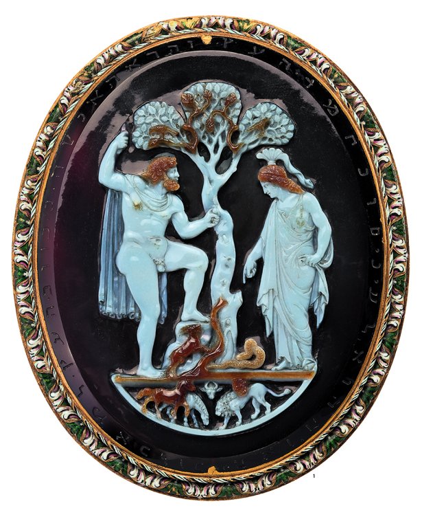 Athena and Poseidon Vying for Attica, sardonyx cameo, Sicily, 13th century, Paris, BnF