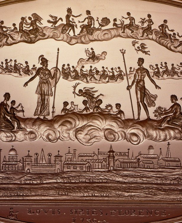 Louis Siriès, Neptune and Minerva Vying​  for Attica, 1756, sard intaglio, Vienna, Kunsthistorisches Museum