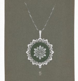 Léon Hatot, Dessin de pendentif avec chaîne, vers 1912, Paris, Fonds Van Cleef & Arpels sur la Culture Joaillière