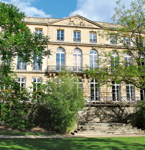 The facade of the historic Hôtel de Vendôme, seen from the garden of the École des Mines