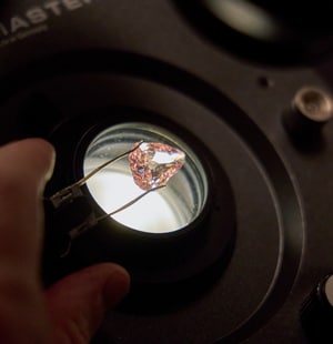 The Pink Diamond observed with a microscope