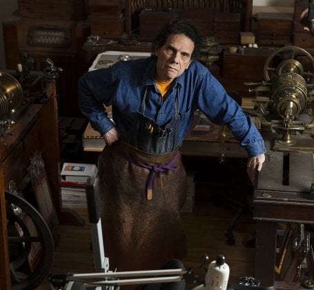 Daniel Brush with his ornamental lathes