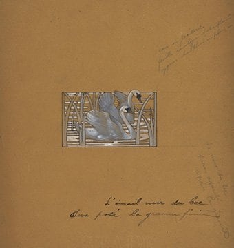René Lalique, Dessin d'une plaque de cou Cygnes, vers 1900, Paris, Fonds Van Cleef & Arpels sur la Culture Joaillière