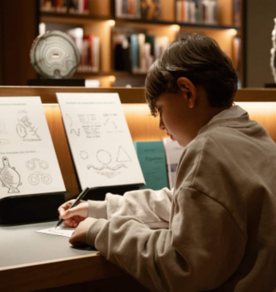 A boy is drawing
