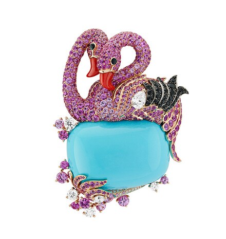 Van Cleef & Arpels, Clip Flamants roses, 2016, Collection particulière (c) Van Cleef & Arpels