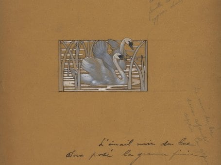 René Lalique, Dessin d'une plaque de cou Cygnes, vers 1900, Paris, Fonds Van Cleef & Arpels sur la Culture Joaillière 