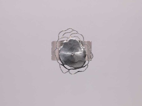 Detail of a work of Daniel Brush in steel and diamonds